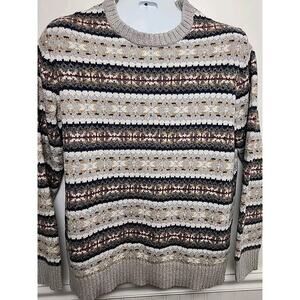 American Eagle Fair Isle Nordic Knit Sweater Men XL Pullover Thick Cotton Blend